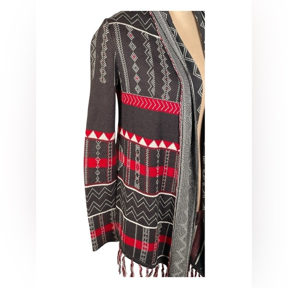 Designer's Closet by Billabong Aztec Tribal Cardigan Sweater Fringe Boho Small - Picture 5 of 12